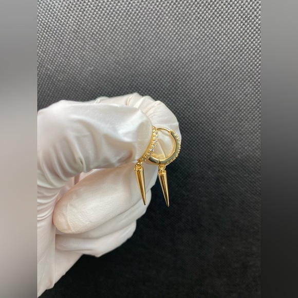 Spike Gold Gothic Earrings - Picture 3 of 12